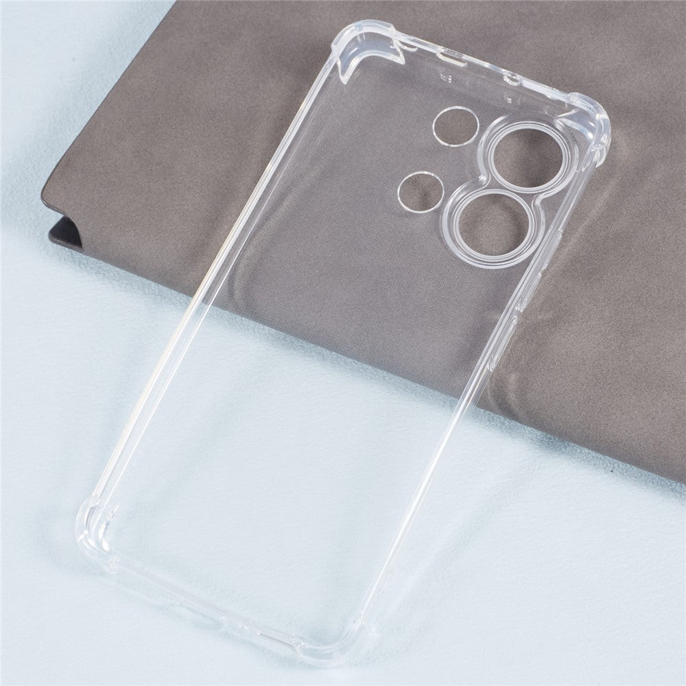 Xiaomi Redmi Note 13 4G, genomskinligt TPU-skal, mobilskydd, förbättrat med fyra hörn