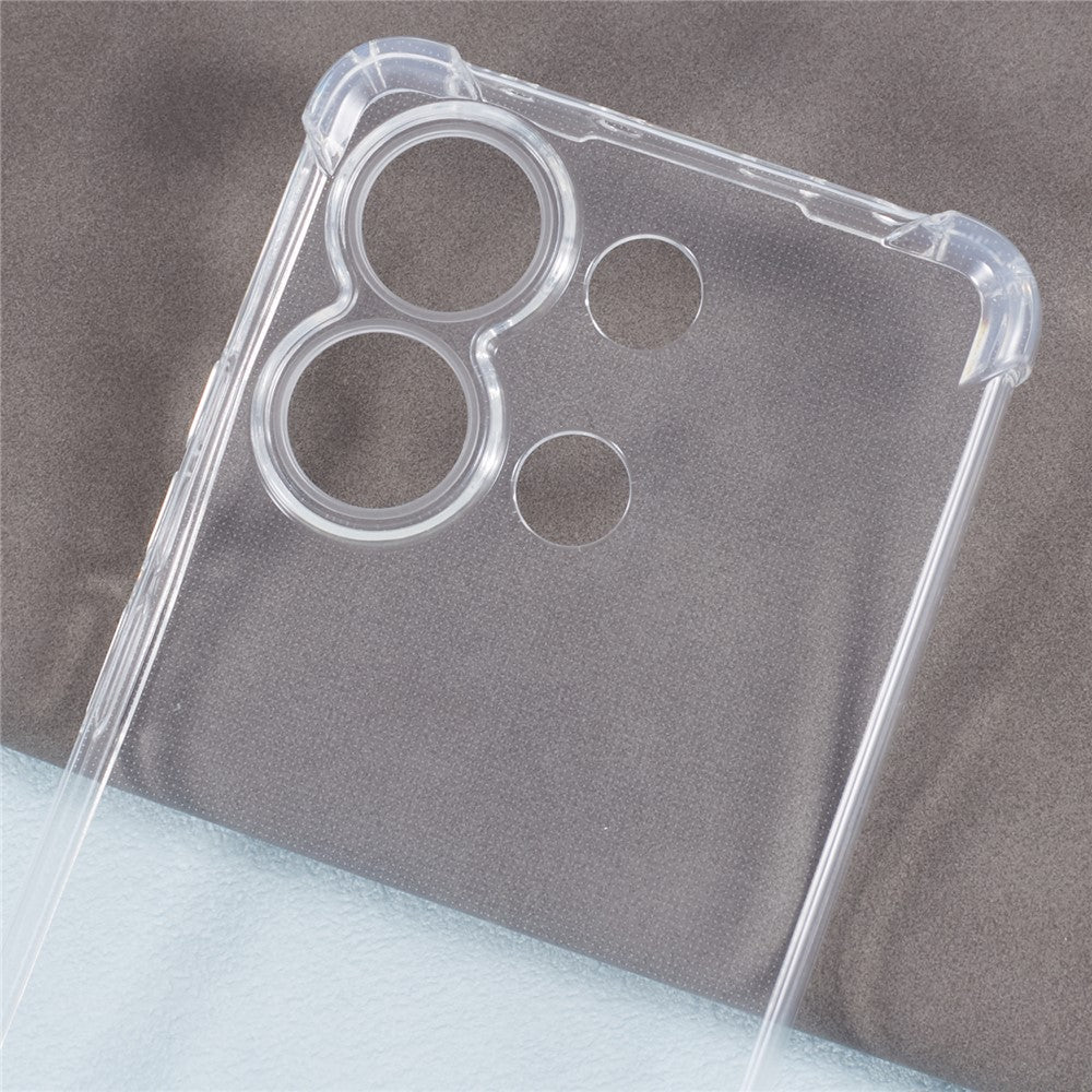 Xiaomi Redmi Note 13 4G, genomskinligt TPU-skal, mobilskydd, förbättrat med fyra hörn