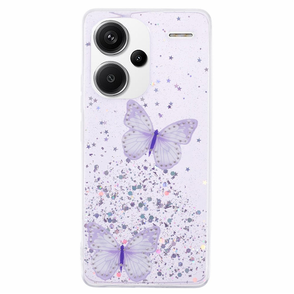 AW Series For Xiaomi Redmi Note 13 Pro+ 5G Cell Phone Cases TPU+PVC Epoxy Butterfly Back Shell