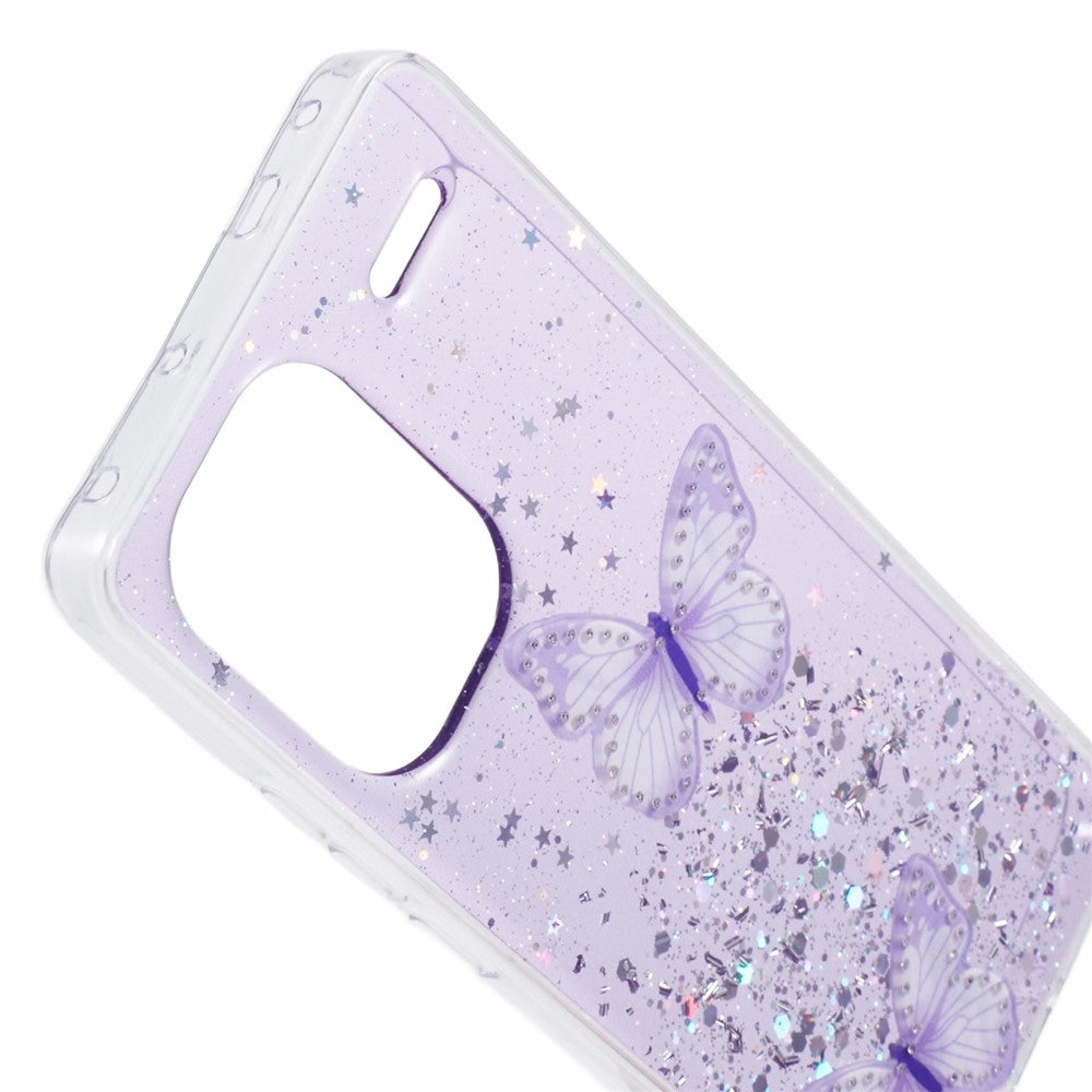 AW-serien för Xiaomi Redmi Note 13 Pro+ 5G mobilmobilskal TPU+PVC epoxi fjärilsbaksida skal