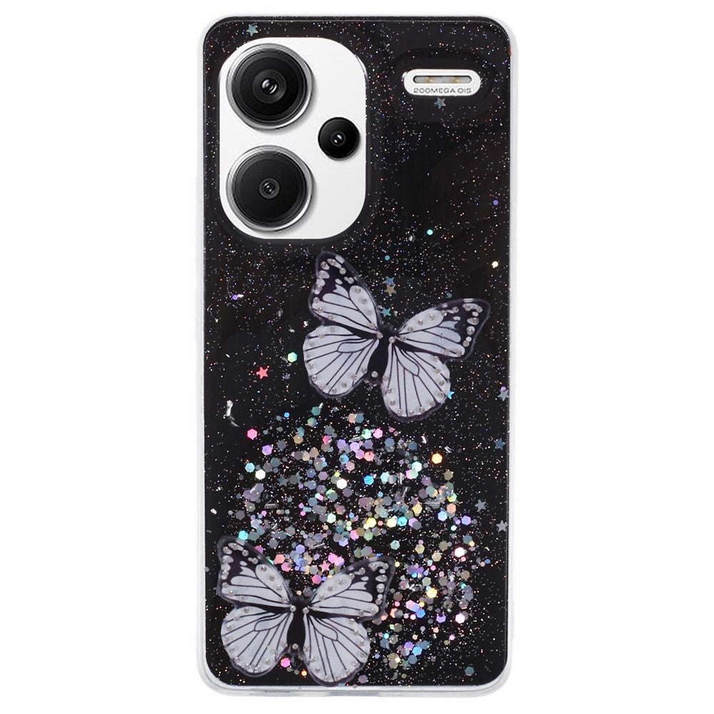 AW-serien för Xiaomi Redmi Note 13 Pro+ 5G mobilmobilskal TPU+PVC epoxi fjärilsbaksida skal