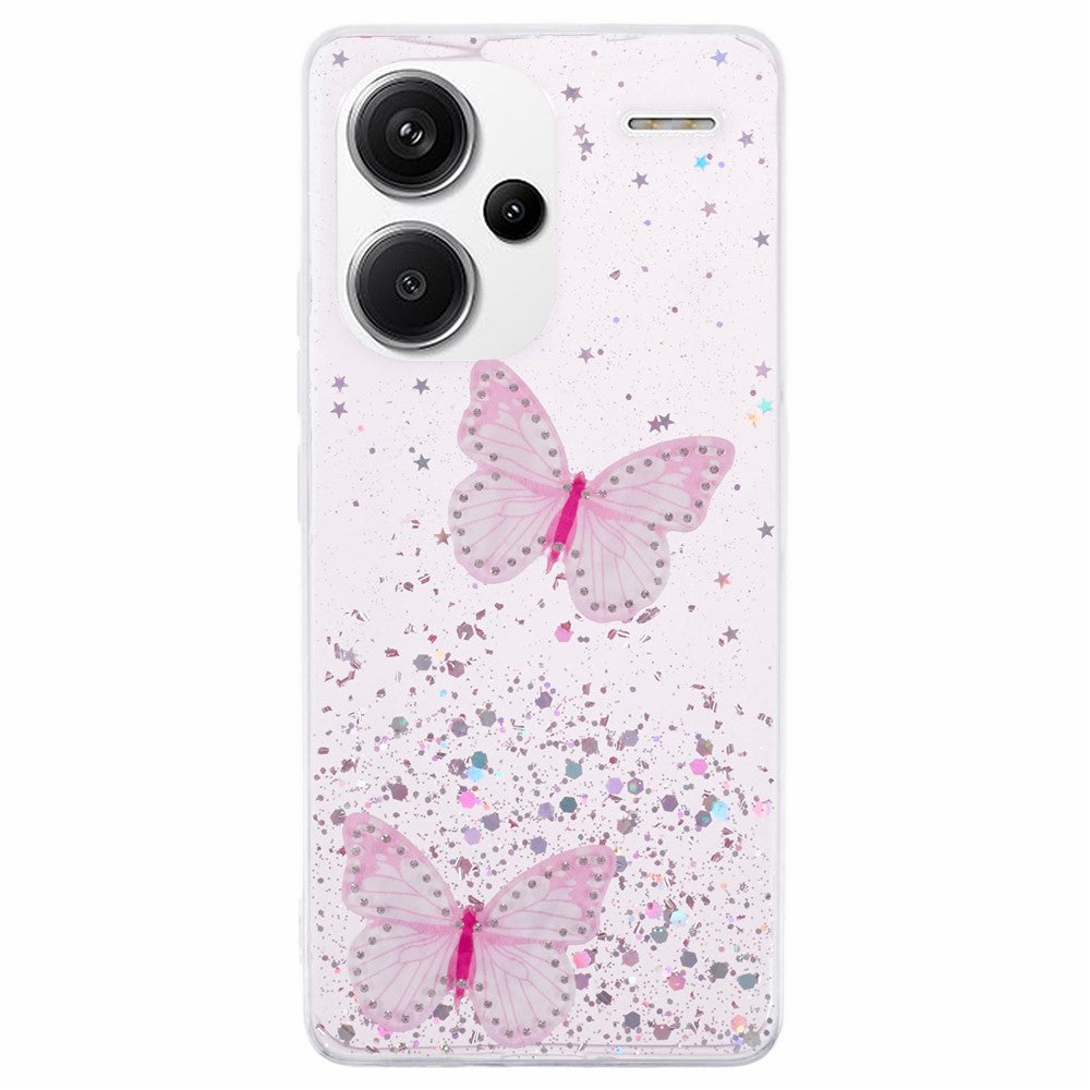 AW-serien för Xiaomi Redmi Note 13 Pro+ 5G mobilmobilskal TPU+PVC epoxi fjärilsbaksida skal
