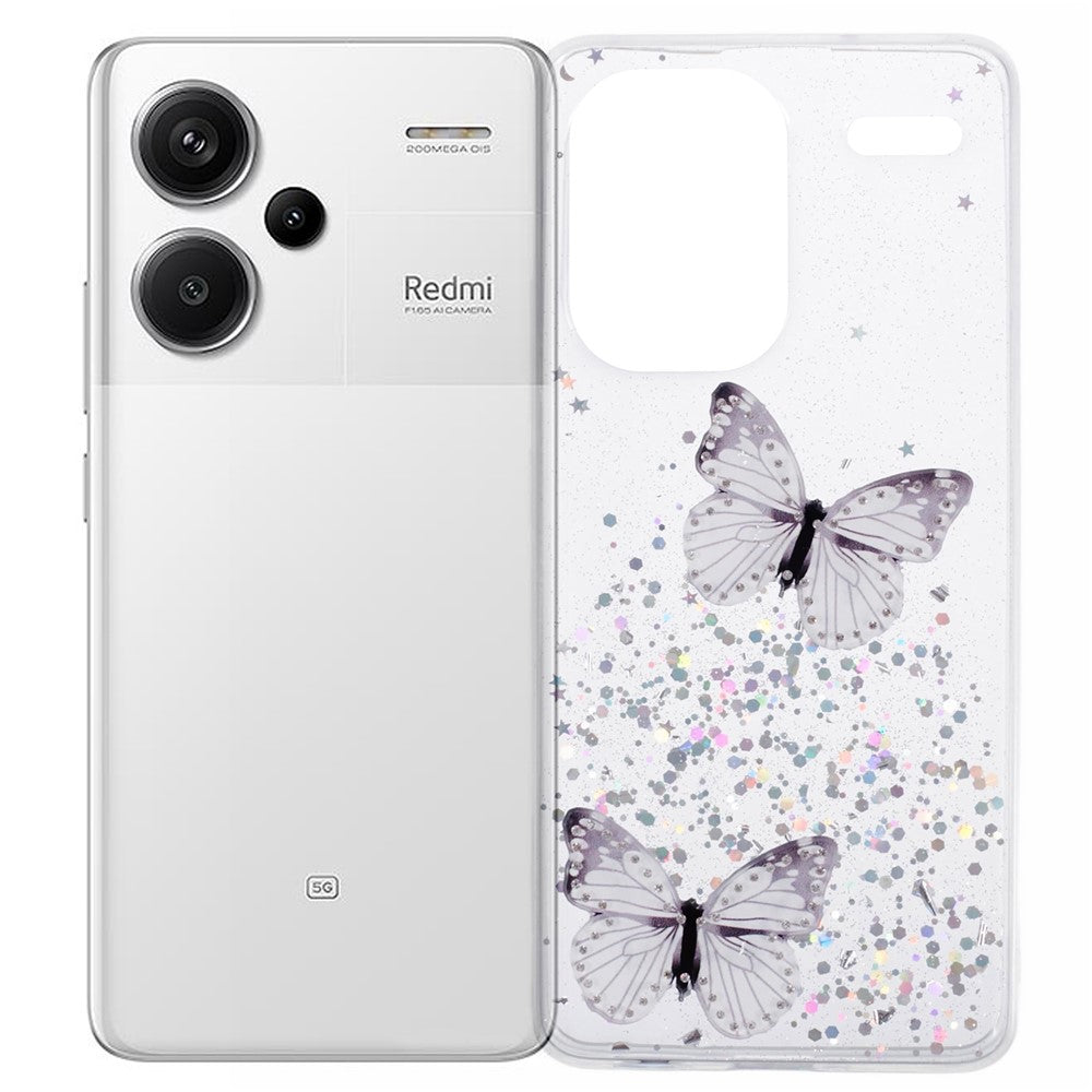 AW-serien för Xiaomi Redmi Note 13 Pro+ 5G mobilmobilskal TPU+PVC epoxi fjärilsbaksida skal