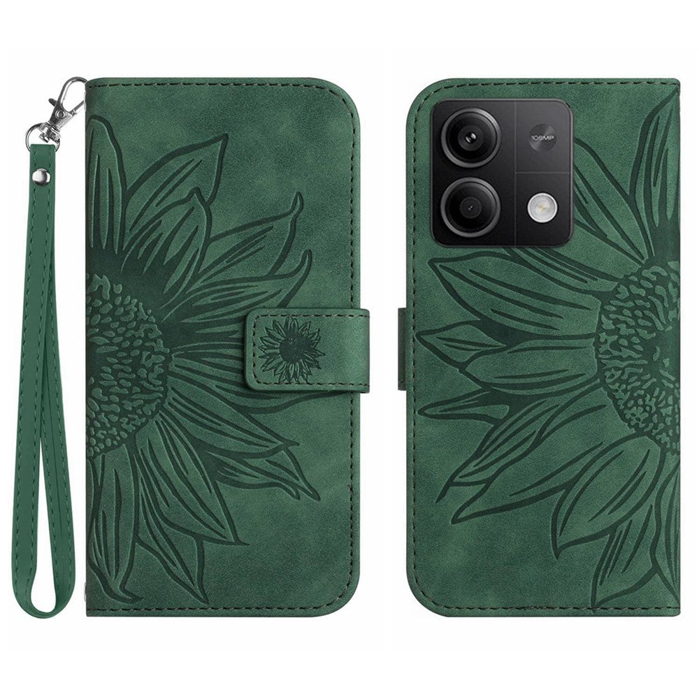 HT04 For Xiaomi Redmi Note 13 Pro 4G / Poco M6 Pro 4G Case Leather Phone Cover with Wrist Strap