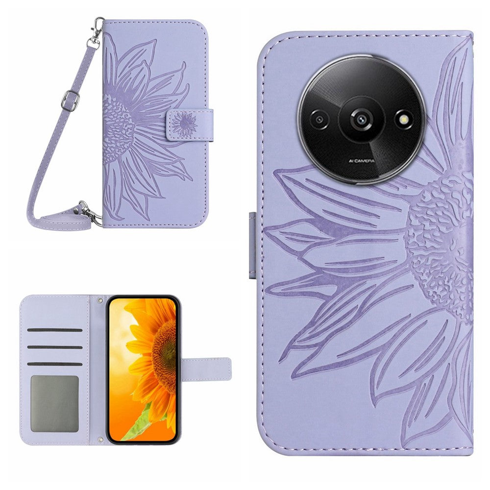 HT04 For Xiaomi Redmi A3 / Poco C61 4G Leather Case Crossbody Wallet Phone Cover