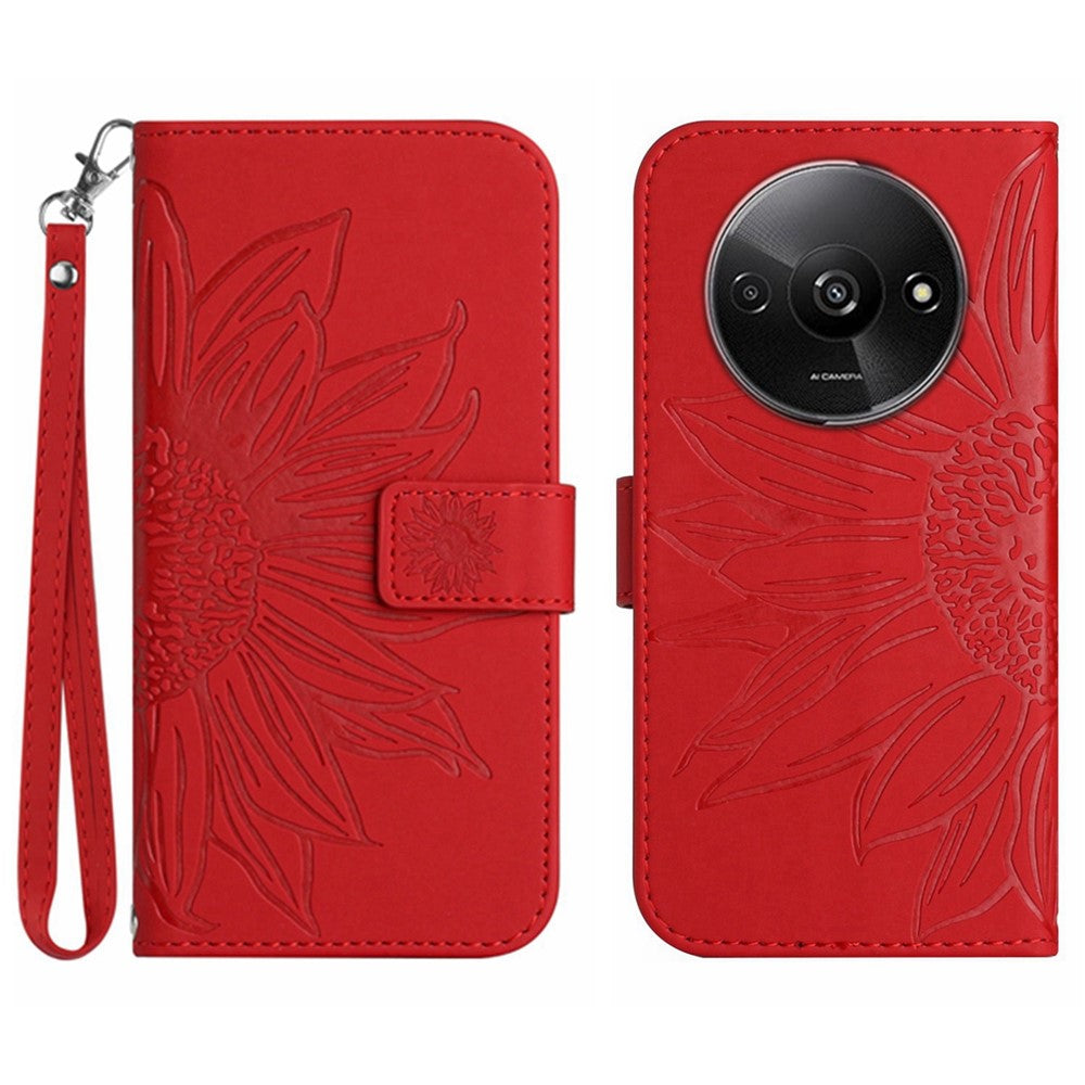 HT04 For Xiaomi Redmi A3 4G / Poco C61 4G Wallet Case Sunflower Handbag Flip Leather Phone Cover