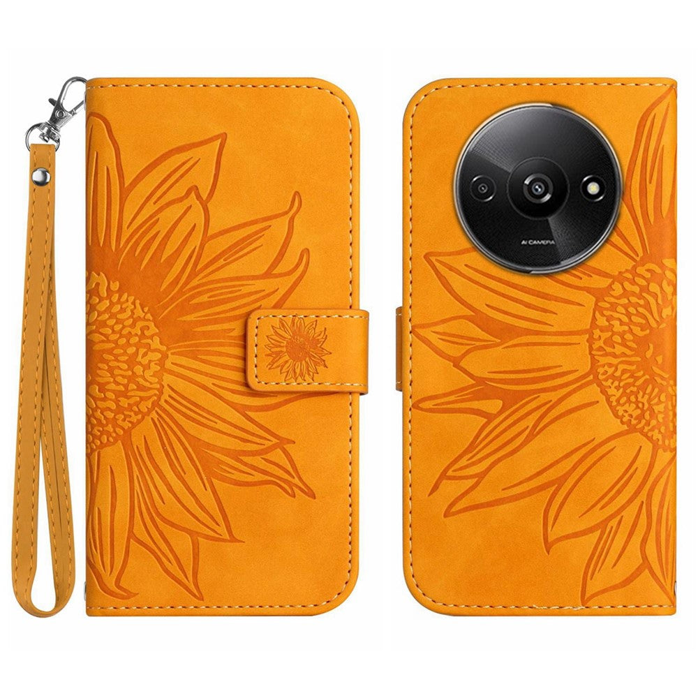 HT04 For Xiaomi Redmi A3 4G / Poco C61 4G Wallet Case Sunflower Handbag Flip Leather Phone Cover