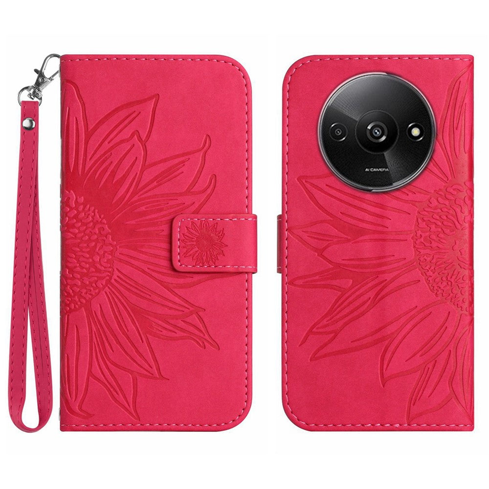 HT04 For Xiaomi Redmi A3 4G / Poco C61 4G Wallet Case Sunflower Handbag Flip Leather Phone Cover