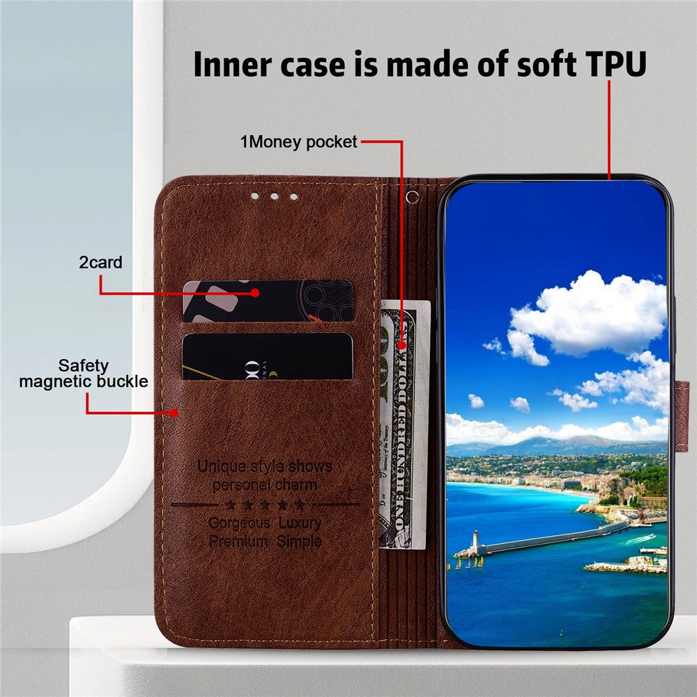 For Xiaomi Redmi Note 13 5G Case Solid Color Leather Folio Wallet Phone Cover