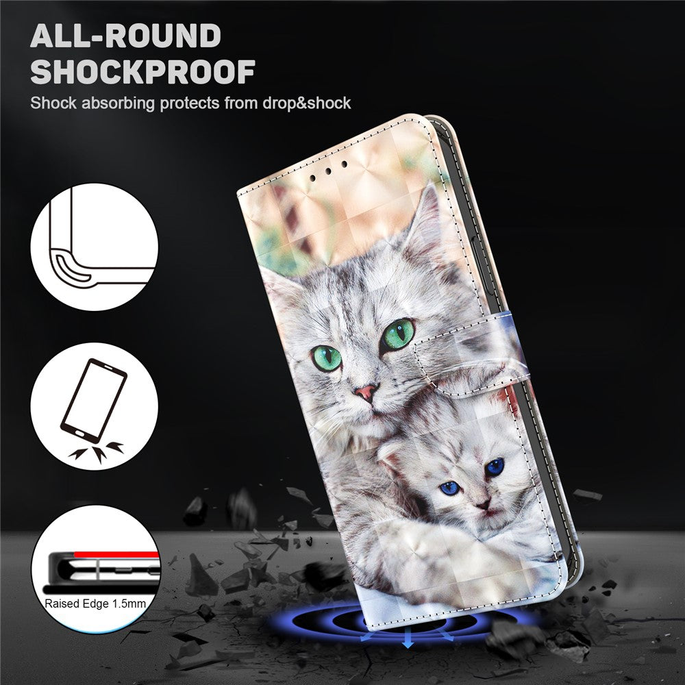 For Xiaomi Redmi Note 13 4G Leather Case 3D Pattern Printing Phone Wallet Cover