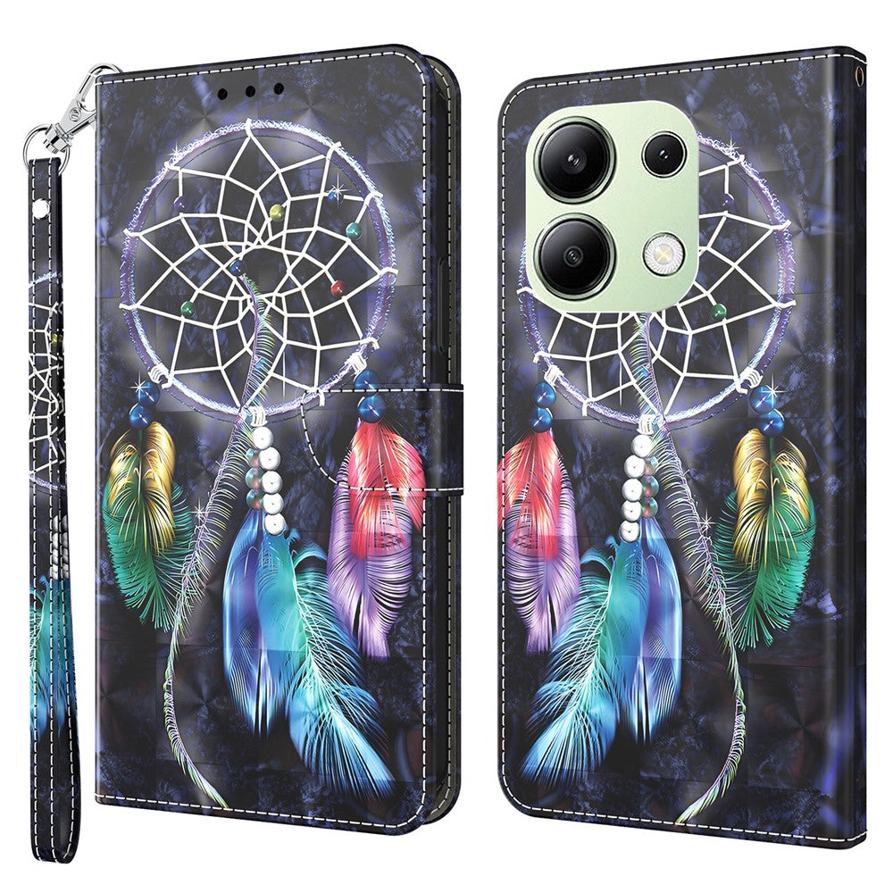 For Xiaomi Redmi Note 13 4G Leather Case 3D Pattern Printing Phone Wallet Cover
