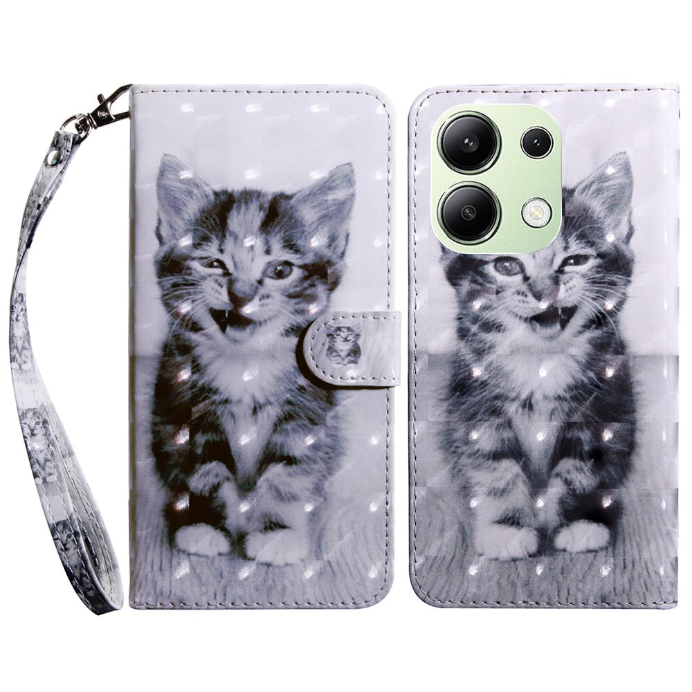 For Xiaomi Redmi Note 13 4G Leather Case 3D Pattern Printing Phone Wallet Cover