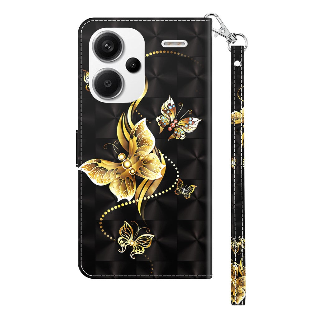 For Xiaomi Redmi Note 13 Pro+ 5G Leather Case 3D Pattern Printing Phone Cover with Hand Strap