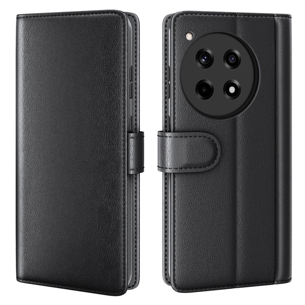 For OnePlus 12R 5G / Ace 3 5G Case Genuine Split Leather Phone Cover with Wallet Stand