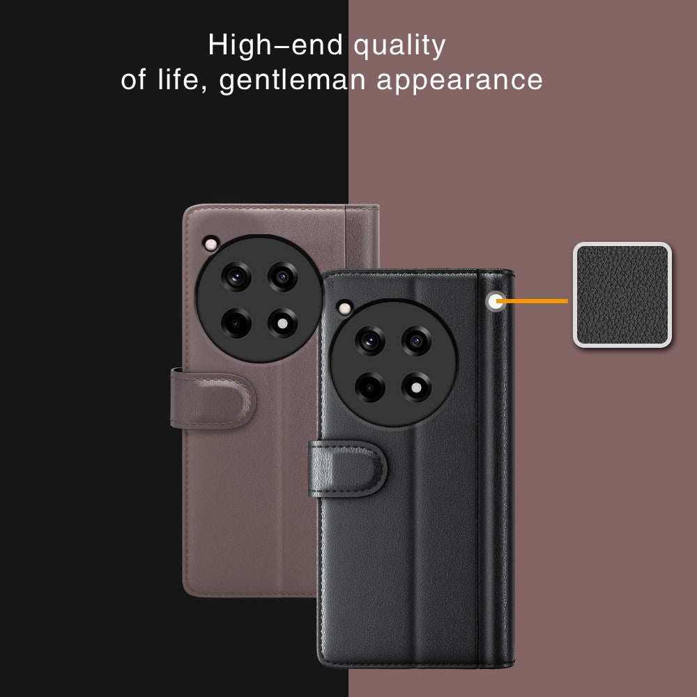For OnePlus 12R 5G / Ace 3 5G Case Genuine Split Leather Phone Cover with Wallet Stand
