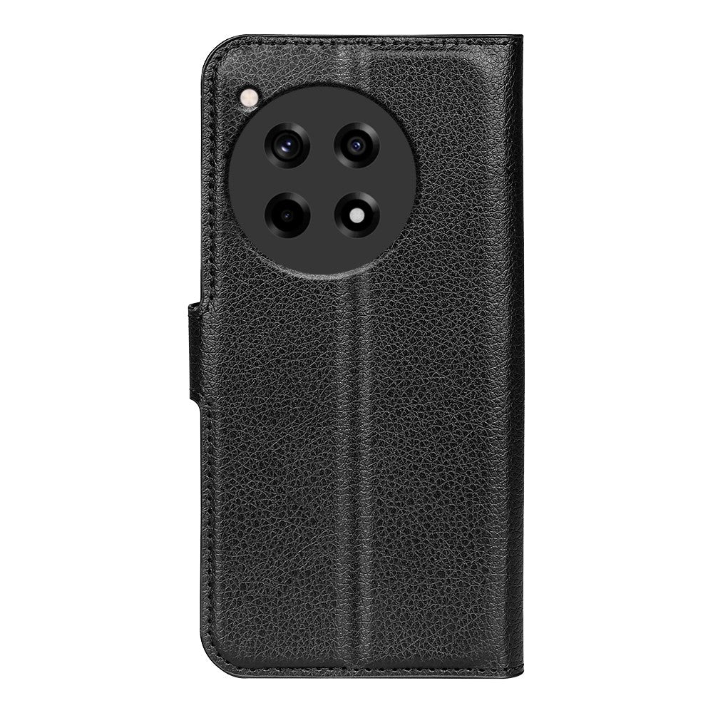 OnePlus 12R 5G / Ace 3 5G-skal med litchitexturerat läderplånboksfodral