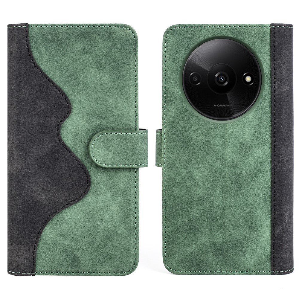 For Xiaomi Redmi A3 / Poco C61 4G Wallet Case PU Leather Color Splicing Shockproof Phone Cover