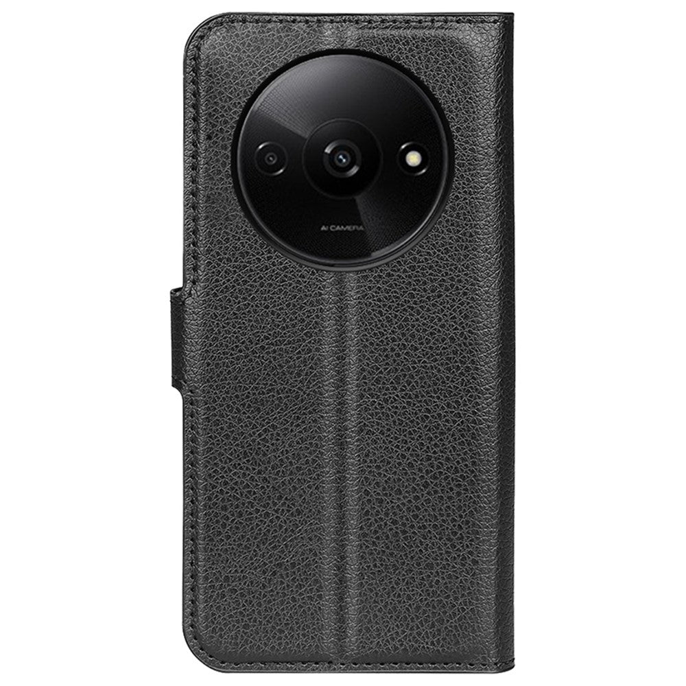 For Xiaomi Redmi A3 4G / Poco C61 4G Case Litchi Texture PU Leather Folding Stand Phone Cover