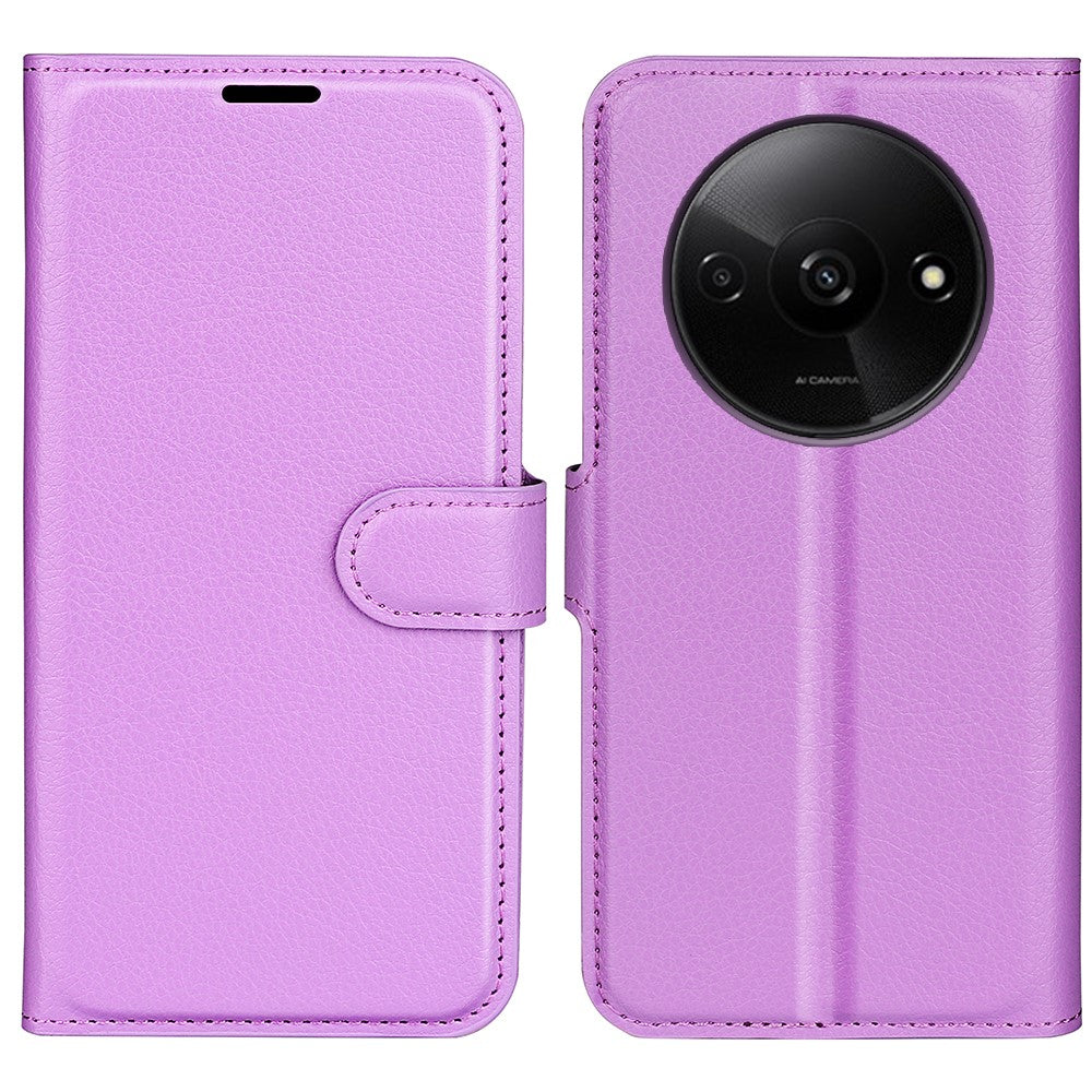 For Xiaomi Redmi A3 4G / Poco C61 4G Case Litchi Texture PU Leather Folding Stand Phone Cover