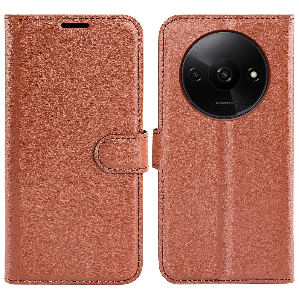 For Xiaomi Redmi A3 4G / Poco C61 4G Case Litchi Texture PU Leather Folding Stand Phone Cover