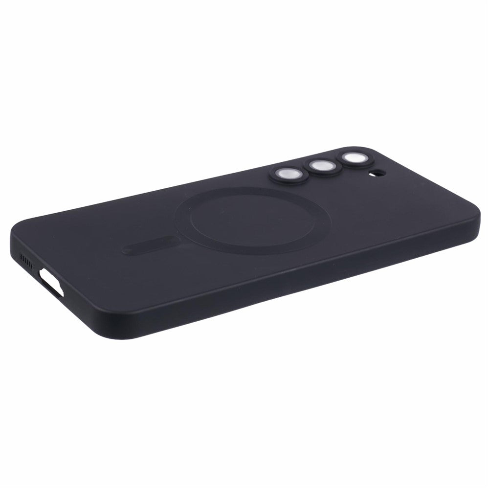 For Samsung Galaxy S22 5G TPU Magnetic Case Rubberized Slim Phone Cover with Lens Film