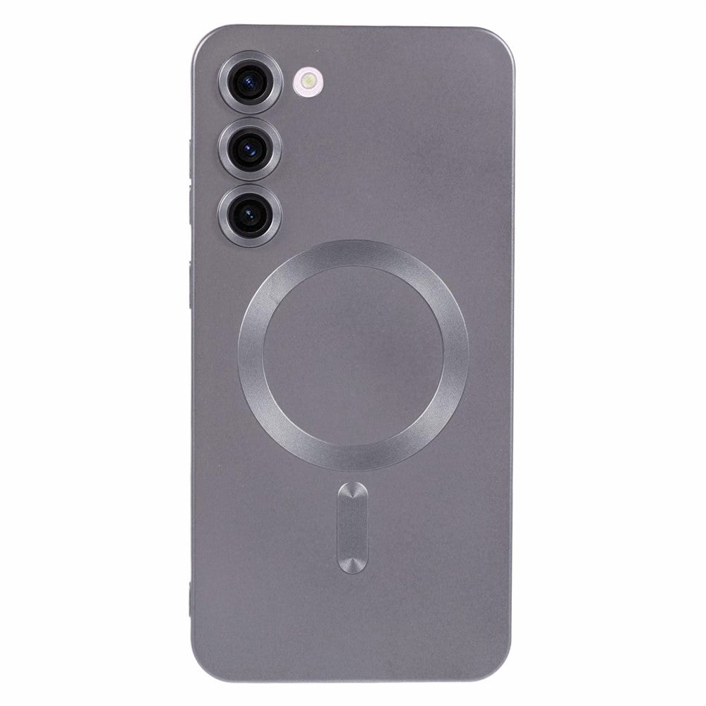 For Samsung Galaxy S22 5G TPU Magnetic Case Rubberized Slim Phone Cover with Lens Film