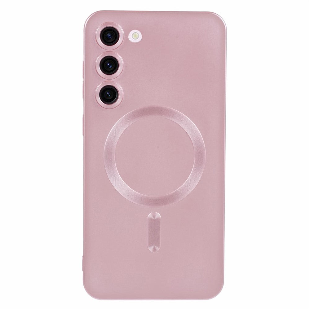 For Samsung Galaxy S22 5G TPU Magnetic Case Rubberized Slim Phone Cover with Lens Film