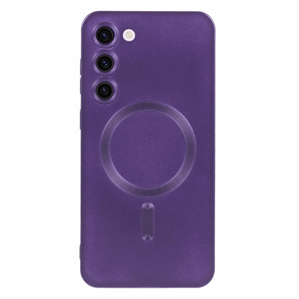 For Samsung Galaxy S22 5G TPU Magnetic Case Rubberized Slim Phone Cover with Lens Film