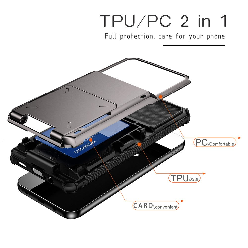 For Samsung Galaxy A35 5G Case Card Holder PC+TPU Hybrid Protective Cover