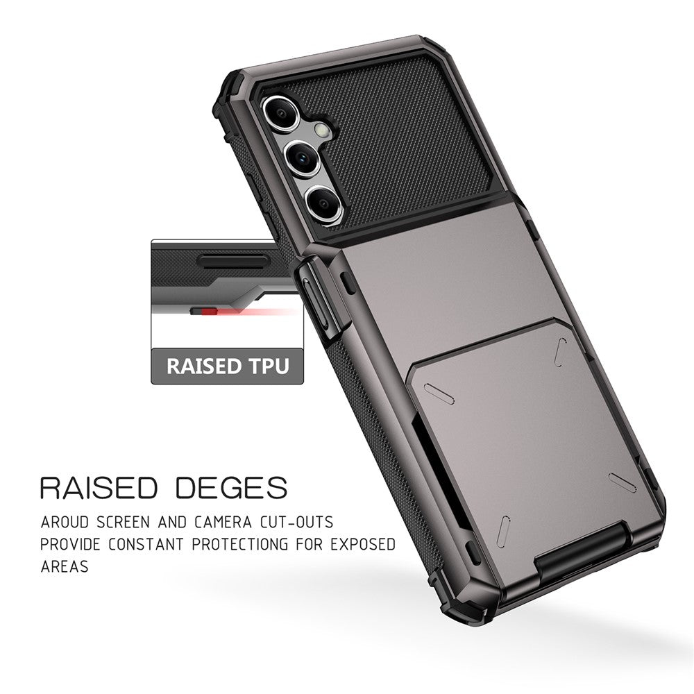 For Samsung Galaxy A35 5G Case Card Holder PC+TPU Hybrid Protective Cover