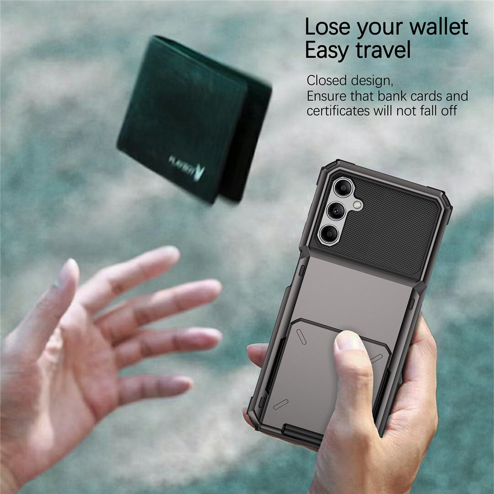 For Samsung Galaxy A35 5G Case Card Holder PC+TPU Hybrid Protective Cover