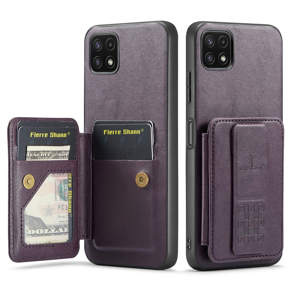 Til Samsung Galaxy A22 5G (EU-version) Cover RFID-blokerende kortlommer Læder+TPU Telefoncover