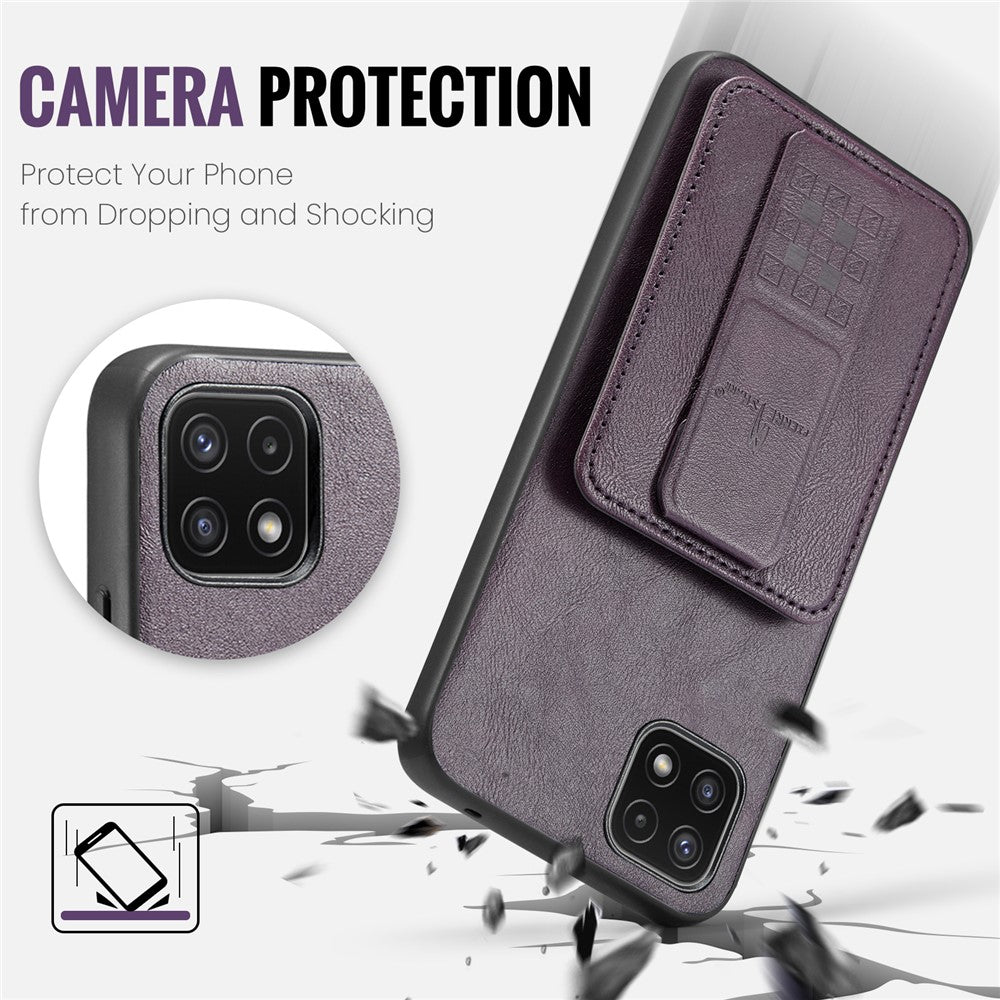 Til Samsung Galaxy A22 5G (EU-version) Cover RFID-blokerende kortlommer Læder+TPU Telefoncover