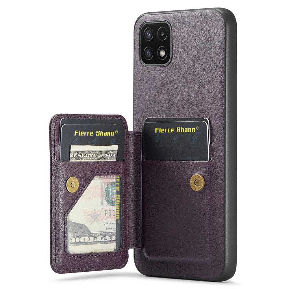 Til Samsung Galaxy A22 5G (EU-version) Cover RFID-blokerende kortlommer Læder+TPU Telefoncover