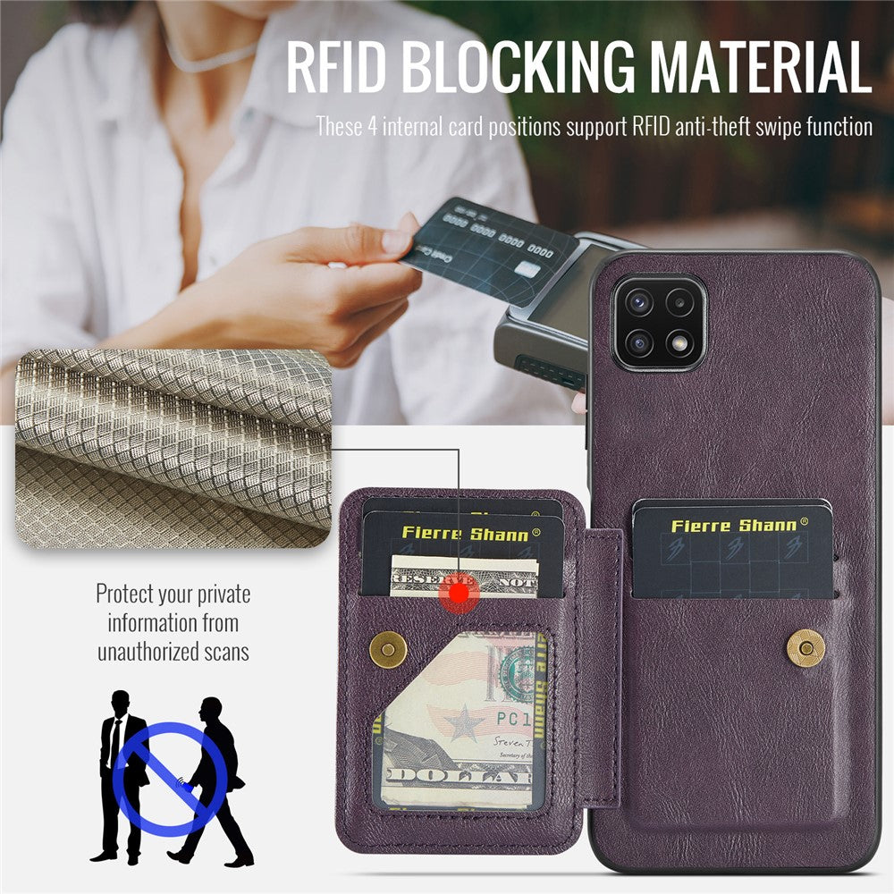 Til Samsung Galaxy A22 5G (EU-version) Cover RFID-blokerende kortlommer Læder+TPU Telefoncover