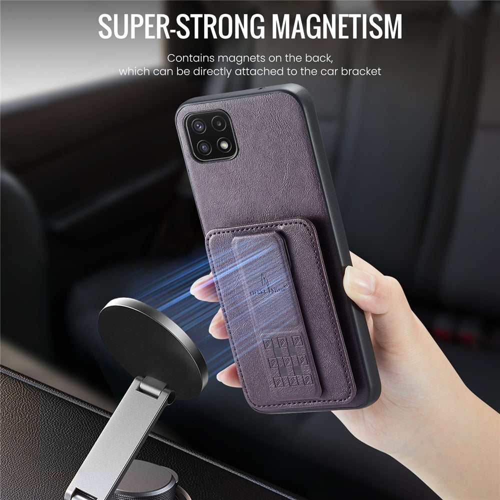 Til Samsung Galaxy A22 5G (EU-version) Cover RFID-blokerende kortlommer Læder+TPU Telefoncover