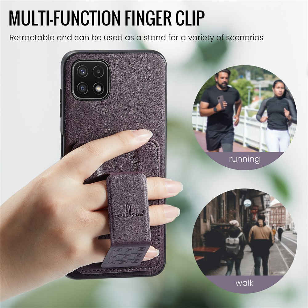 Til Samsung Galaxy A22 5G (EU-version) Cover RFID-blokerende kortlommer Læder+TPU Telefoncover