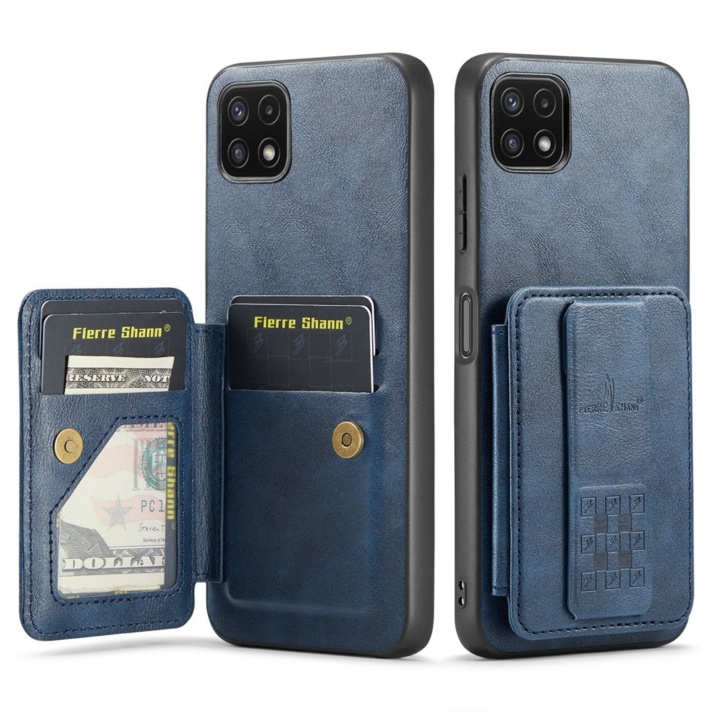 Til Samsung Galaxy A22 5G (EU-version) Cover RFID-blokerende kortlommer Læder+TPU Telefoncover
