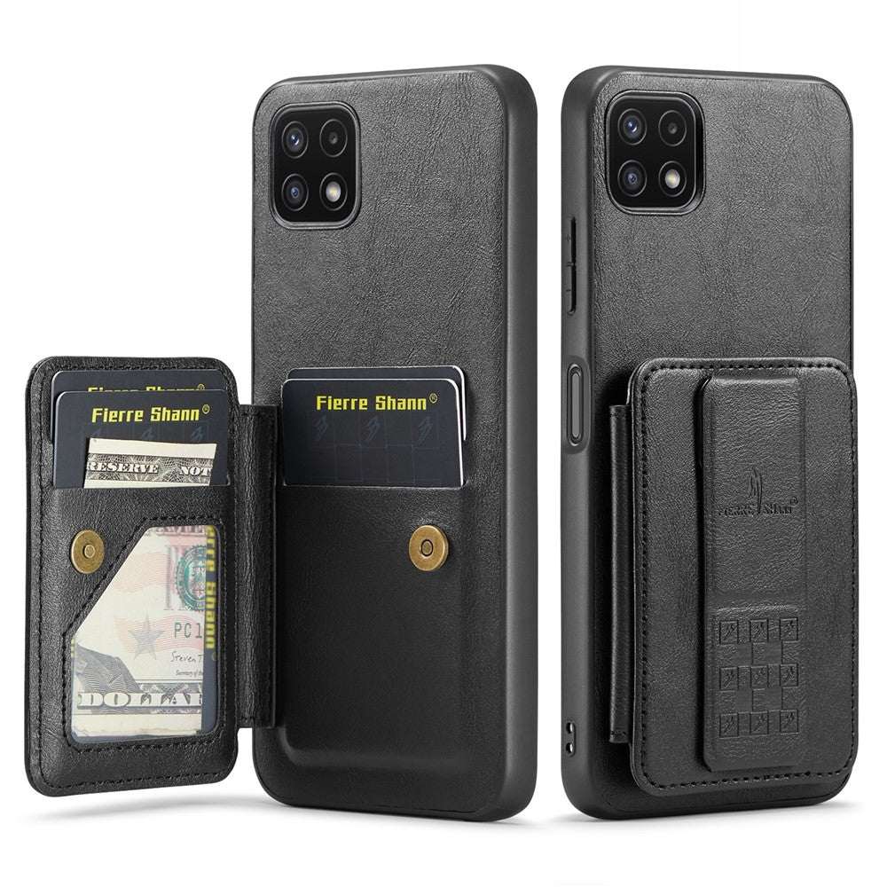 Til Samsung Galaxy A22 5G (EU-version) Cover RFID-blokerende kortlommer Læder+TPU Telefoncover