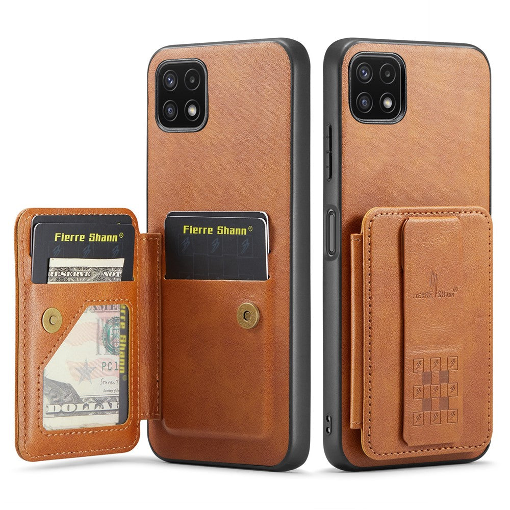 Til Samsung Galaxy A22 5G (EU-version) Cover RFID-blokerende kortlommer Læder+TPU Telefoncover