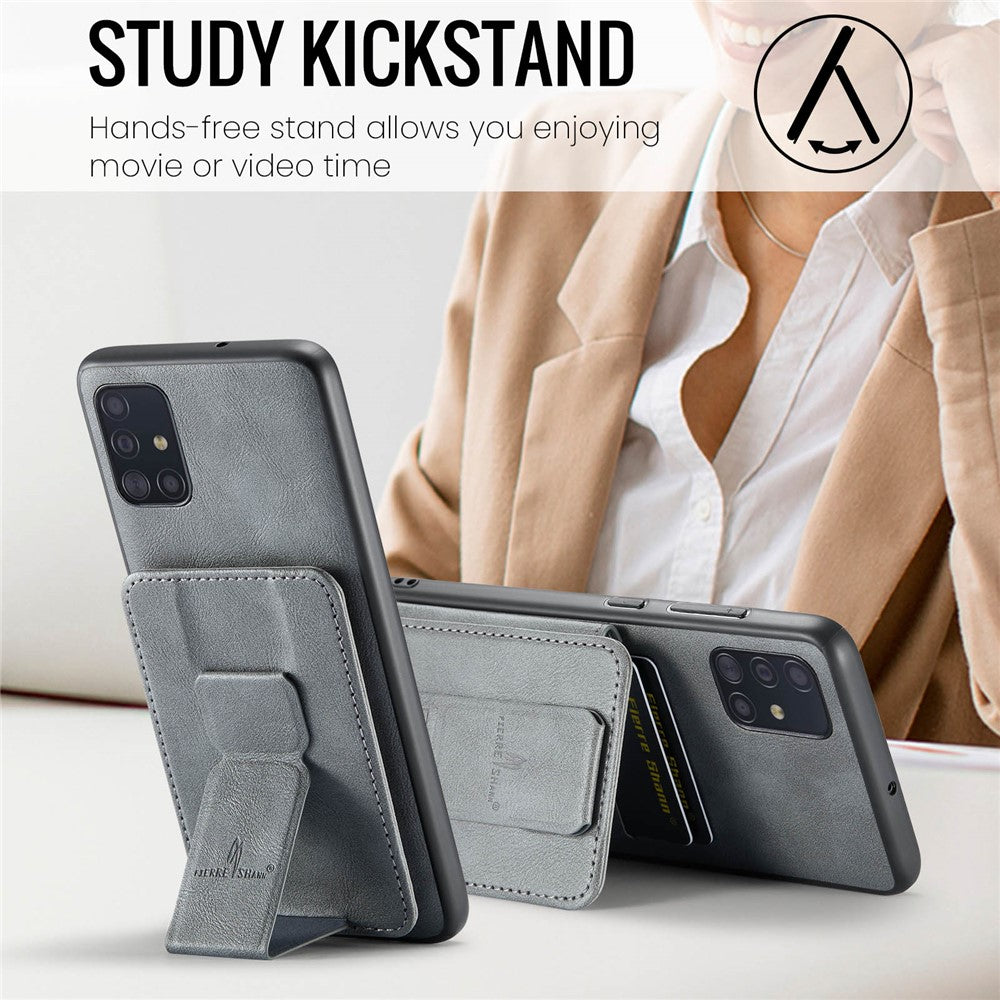For Samsung Galaxy A51 4G SM-A515 Case Card Holder Leather Coated TPU Phone Cover
