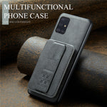 For Samsung Galaxy A51 4G SM-A515 Case Card Holder Leather Coated TPU Phone Cover