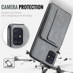 For Samsung Galaxy A51 4G SM-A515 Case Card Holder Leather Coated TPU Phone Cover