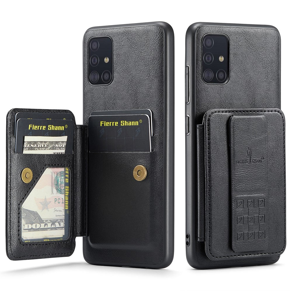 For Samsung Galaxy A51 4G SM-A515 Case Card Holder Leather Coated TPU Phone Cover