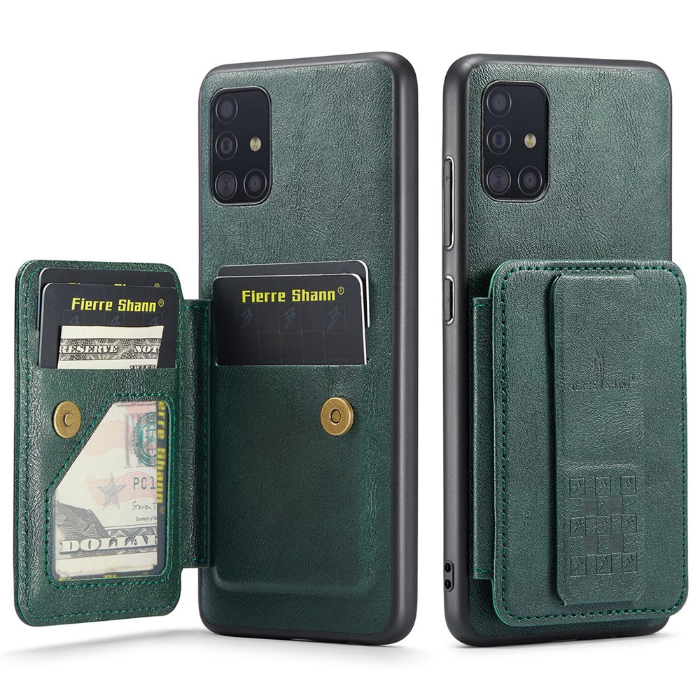 For Samsung Galaxy A51 4G SM-A515 Case Card Holder Leather Coated TPU Phone Cover