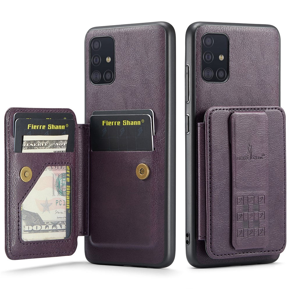 For Samsung Galaxy A51 4G SM-A515 Case Card Holder Leather Coated TPU Phone Cover
