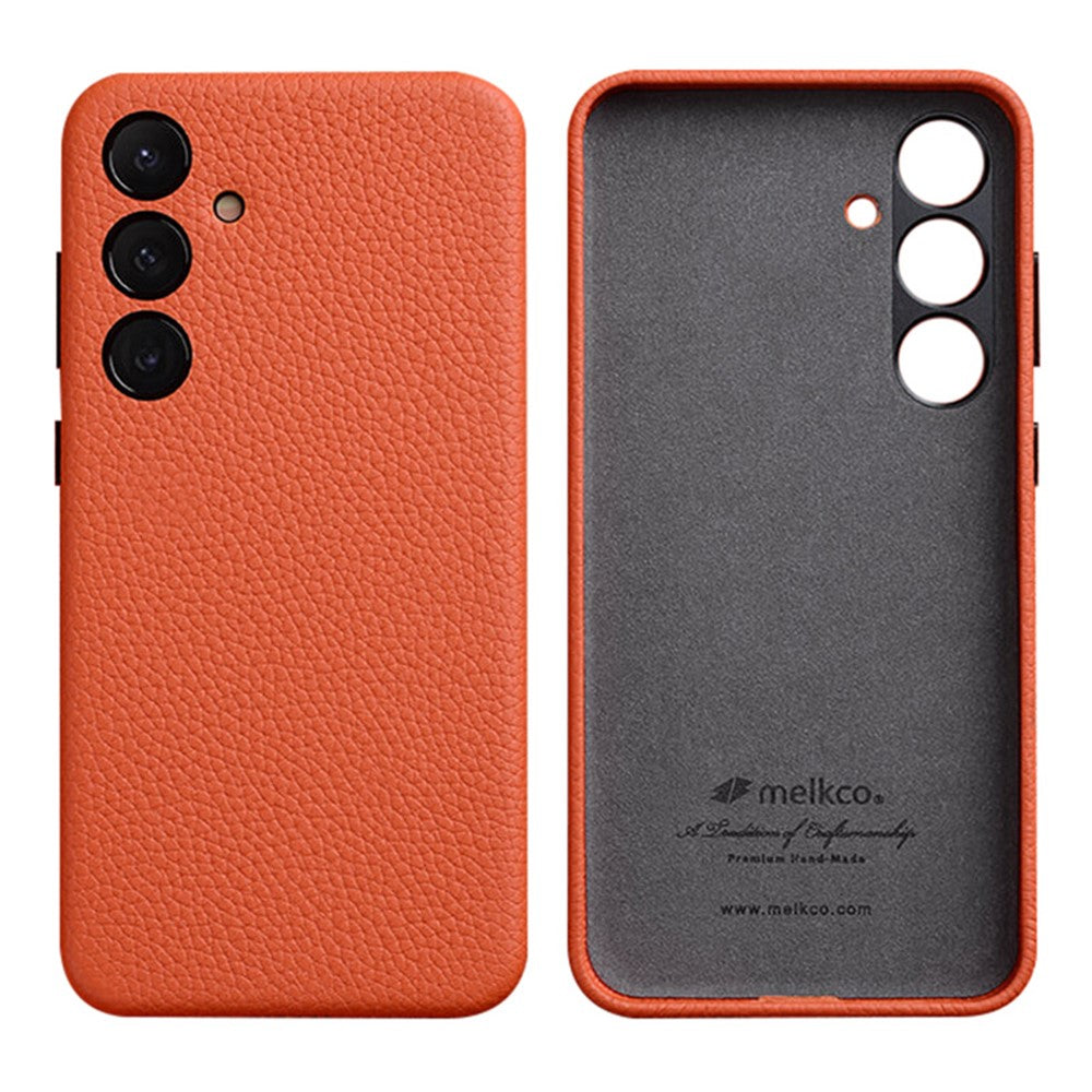 MELKCO For Samsung Galaxy S24+ Case Genuine Cow Leather+PC Anti-drop Phone Cover