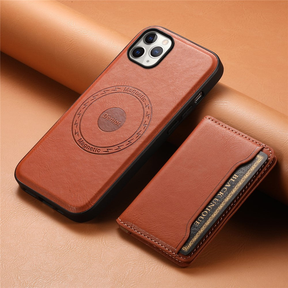 DENIOR til iPhone 11 Pro Max Magnetisk Cover i Koskindstekstur med Aftagelig Kortlomme