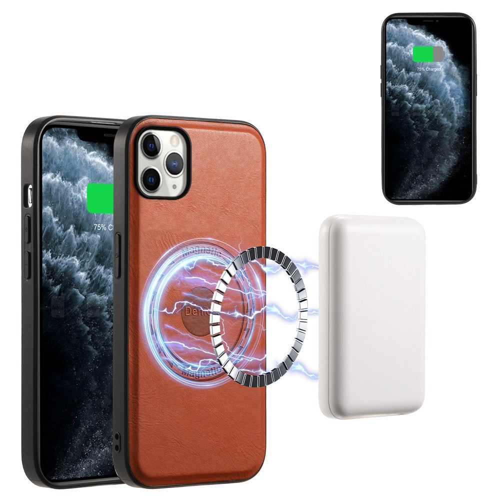 DENIOR til iPhone 11 Pro Max Magnetisk Cover i Koskindstekstur med Aftagelig Kortlomme