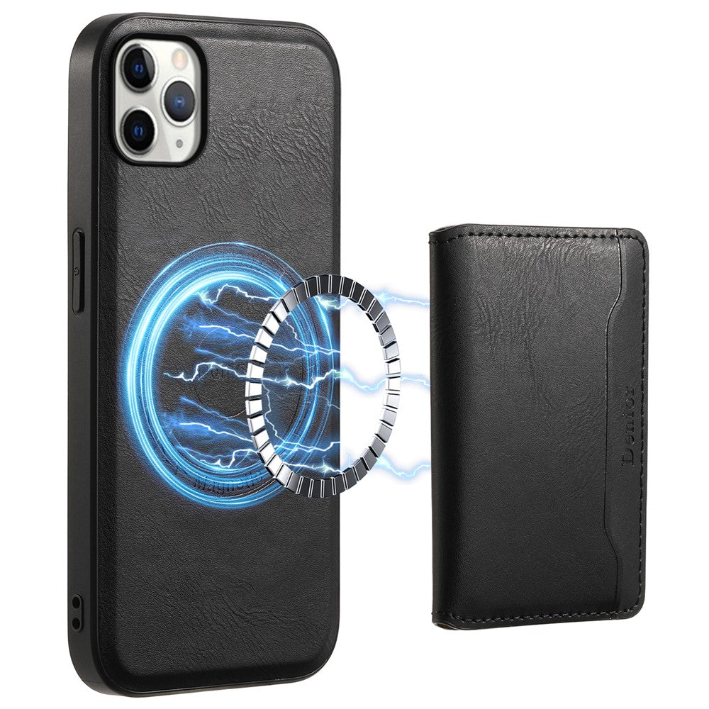 DENIOR til iPhone 11 Pro Max Magnetisk Cover i Koskindstekstur med Aftagelig Kortlomme